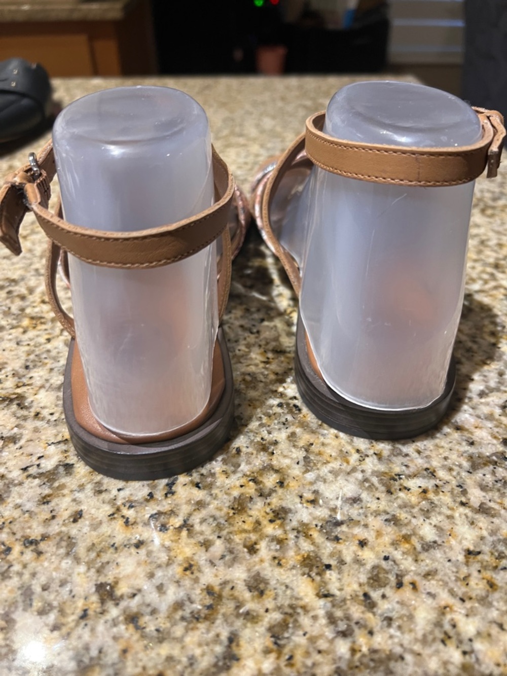 Naturalizer Tan Strappy Sandals with Pink Snake-Print Accents - Picture 2 of 6